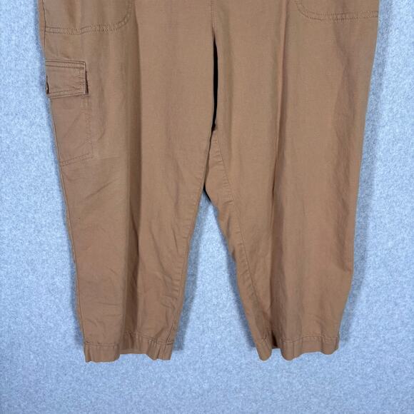 Talbots Cargo Pant 14P Khaki Linen Capri Super Soft Utility Wide Leg Baggy Crop - Picture 3 of 11